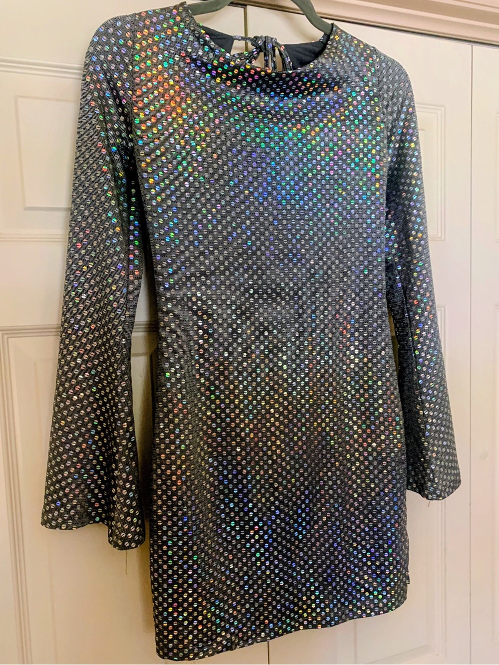 THIRTY THIRTY Disco CLUB DRESS SEQUIN SILVER SHINY BACKLESS